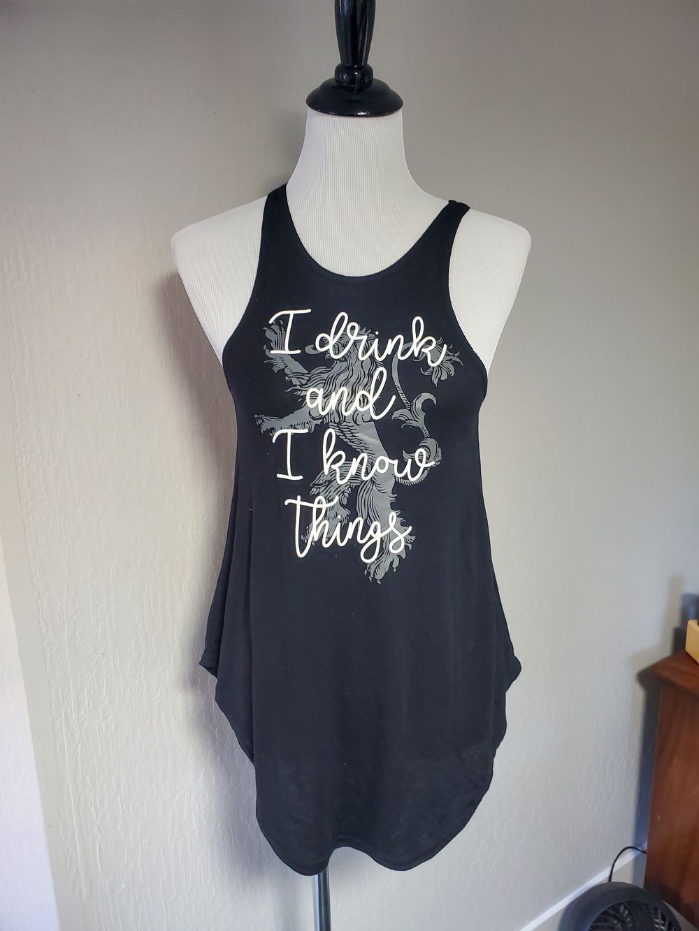 Game Of Thrones Black Graphic Racerback Tank "I Drink And I Know Things"
